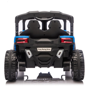 English Elm 24v Kids Utv Ride on with Dual 80w Motors Remote Control and Four Wheel Suspension Blue W1578P342132