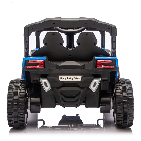 English Elm 24v Kids Utv Ride on with Dual 80w Motors Remote Control and Four Wheel Suspension Blue W1578P342132