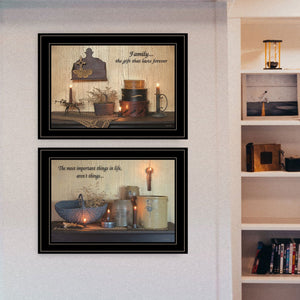 English Elm "family Forever" Susie Boyer Two Piece Framed Art Set with Black Wood Frame B06788297