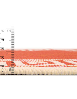 Unique Loom Outdoor Coastal Caye Machine Made Border Rug Rust Red, Ivory 5' 3" x 8' 0"