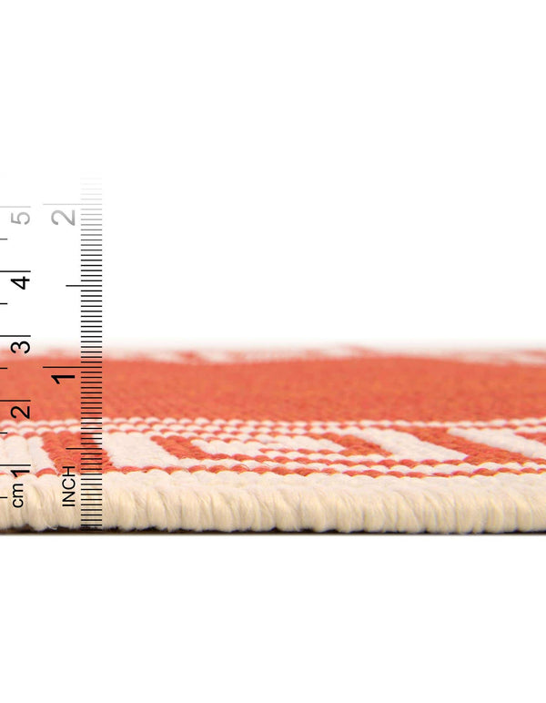 Unique Loom Outdoor Coastal Caye Machine Made Border Rug Rust Red, Ivory 5' 3" x 8' 0"