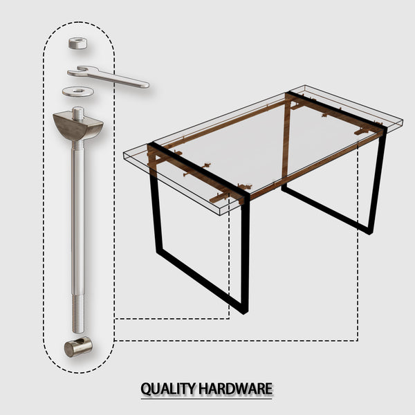 English Elm 59" Modern Farmhouse Dining Table Set With 3 Suede Chairs, Rectangular Metal Base, Easy Assembly W2189S00183