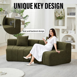 English Elm Chenille Modular Sectional Sofa Curved Piano Key Design Plush Living Room Lounge Seating Green W834P389118