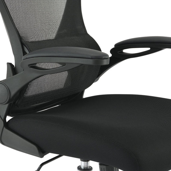 OSP Home Furnishings Mesh Back Ergonomic Office Chair with Lumbar Support Flip up Arms and Foam Seat Cushion Black EM96809C-3