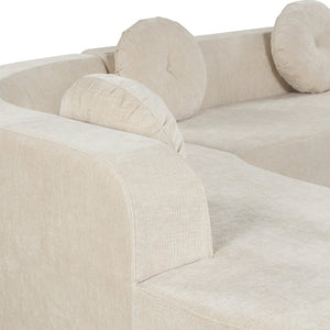 English Elm 122'' Curved L-shaped Sectional Sofa Chenille Upholstery Pocket Spring Living Room Seating Sand N760S0000049D
