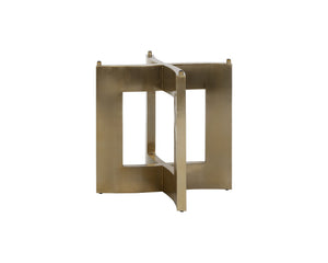 Sunpan Lianne Stylish Geometric Dining Table Base in Gold Lacquer Finish for 59" Round Glass Tops