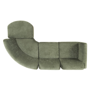English Elm 111" Curved Sectional Sofa Set Plush Lamb Wool Upholstery Deep Seat Ottoman Lounge Green N767P371305G