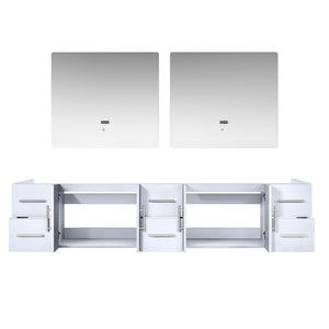English Elm Glossy Double Bath Vanity Set 84" With Led Mirrors - Modern Storage & Stylish Design For Master Bath B2731S00558