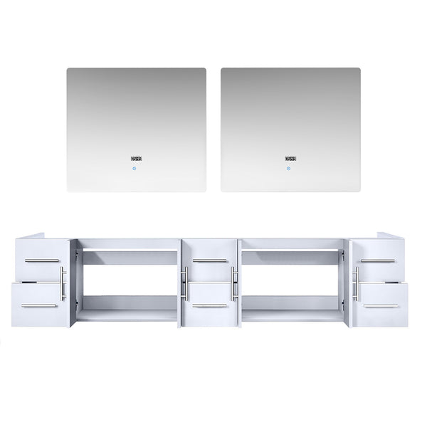 English Elm Glossy Double Bath Vanity Set 84" With Led Mirrors - Modern Storage & Stylish Design For Master Bath B2731S00558