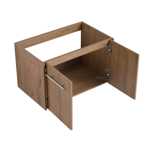 English Elm 30 30 Inch Soft Close Vanity with Resin Sink, Open Shelf Storage & Rust‑Resistant Metal Handles, KD-Pack W999P188194