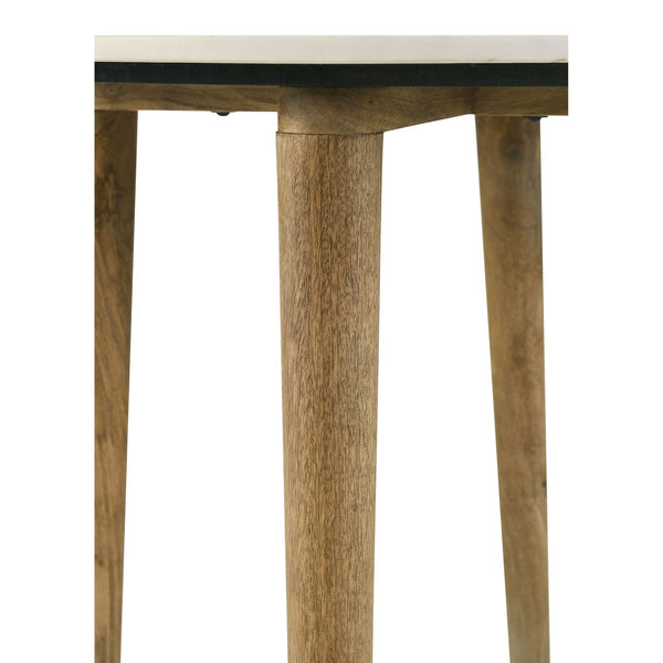 English Elm Leska Round Genuine Marble Top Coffee Table with Solid Mango Wood Legs for Living Room B062P440067