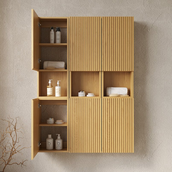English Elm Mitch 41" Wall-Mounted Cabinet Set - Stylish Corolla Oak Storage For Bathrooms, Living Rooms & More! W2615S00142