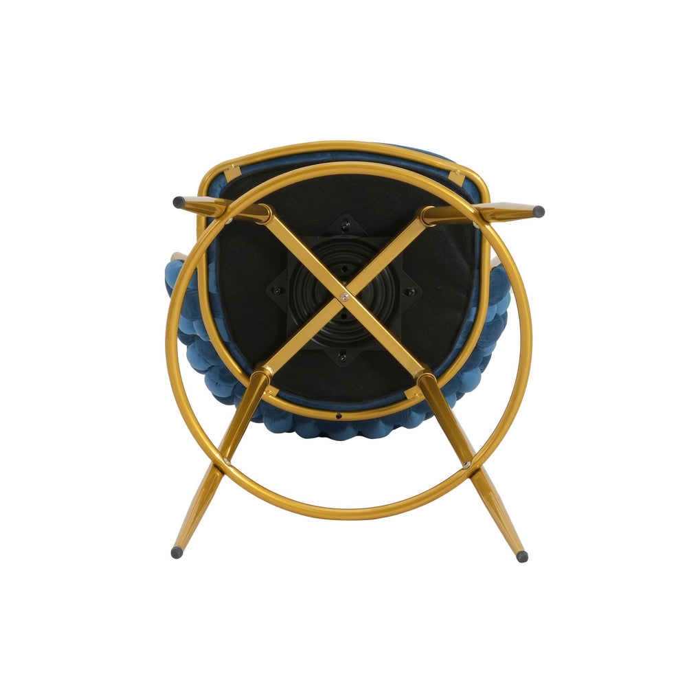 English Elm Christopher Knight Home® - Swivel Counter Height Bar Stools Set of 2 with 180° Turn, Hand-Woven Back, Gold Frame, Velvet Comfort Blue N762P216979C