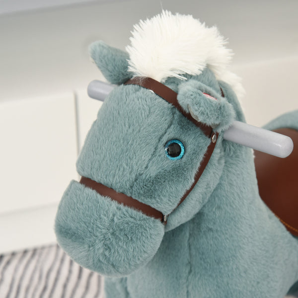 English Elm Qaba Plush Rocking Horse Ride on Toddler Toy with Sounds and Bonus Bear Companion W2225P229209