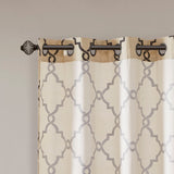 Madison Park Saratoga Modern/Contemporary Fretwork Print Grommet Top Window Curtain Panel MP40-2410 Khaki/Black