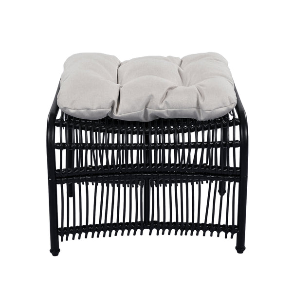 English Elm Christopher Knight Home® - 3 Piece Wicker Patio Set with Cloud-Like Cushions, Acacia Top Table, Rust-Resistant Steel Frame Beige+Black N780P209442B