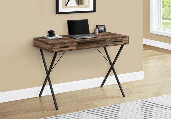 English Elm Computer Desk For Home Office, Modern 42" Space-Saving Design With Storage Drawers & Shelf B2710P219955