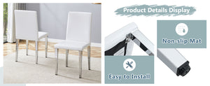 English Elm Two Pu Leather Dining Chairs Glossy White Shell Silver Metal Legs Modern Set W1151P360537