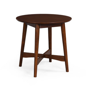 English Elm Christopher Knight Home® - END TABLE Mid-Century Modern Solid Wood End Table with Splayed Legs, Round Top, Sturdy Design Walnut 68679.00WALN