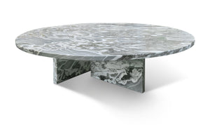 English Elm Blue Gray Marble Coffee Table With Metal Base - Sculptural Design For Modern Living Rooms & Lounges W1696P262769