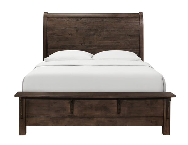 English Elm Wallace & Bay - Brown Queen Sleigh Bed – Rustic Charm Meets Modern Durability For Effortless Bedroom Elegance! B2709S00010-GIGA