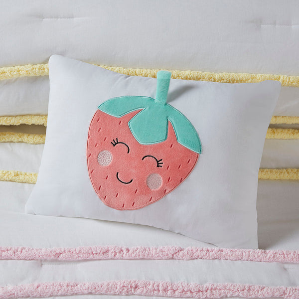 JLA Home Urban Habitat Kids - Cotton Striped Comforter Set with Chenille Trim, Antimicrobial Finish and Bright Yellow Reverse for Kids Bedroom Cozy Style 88 L x 88 W x 1H UHK10-0171