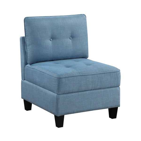 English Elm Living Modular Armless Chair with Hidden Storage, Tufted Fabric Comfort, Solid Wood Frame, Easy Assembly Blue 26.5 L x 28.75 W x 15.75 H B011P309911