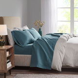 Madison Park 3M Microcell Casual Luxurious Brushed Microfiber Deep Pocket Sheet Set MP20-6344 Teal