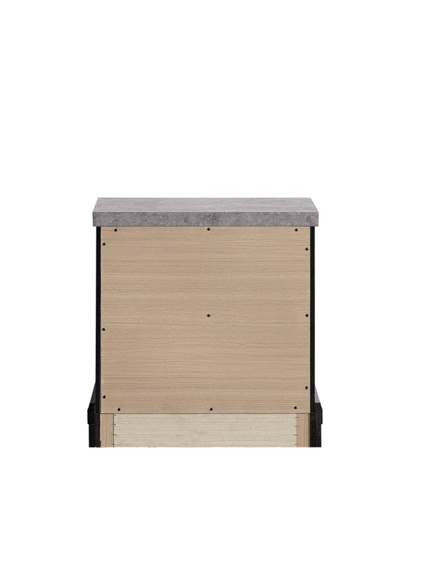 English Elm Grande Two Drawer Nightstand Black Laminate Faux Granite Top Brushed Chrome Bedroom B078P497912