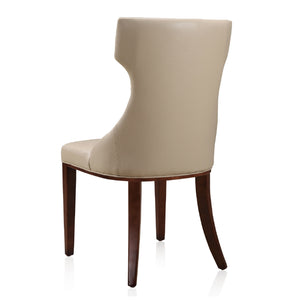 English Elm Reine Solid Beech Wood Upholstered Dining Chair with Diamond Stitching, Velvet-Look Luxury, 300lb Capacity Cream B365P397803