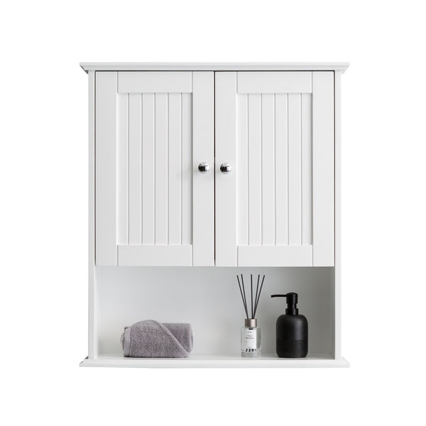 English Elm Upgraded Wall Mounted Bathroom Cabinet Mdf Over Toilet Storage with Soft Close Doors White T3785P356589