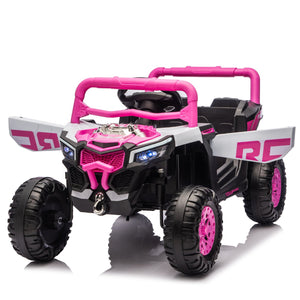 English Elm 12v Kids Electric Utv Ride on Toy with Parental Remote Swing Function and Shock Absorbers Pink W1578P368159