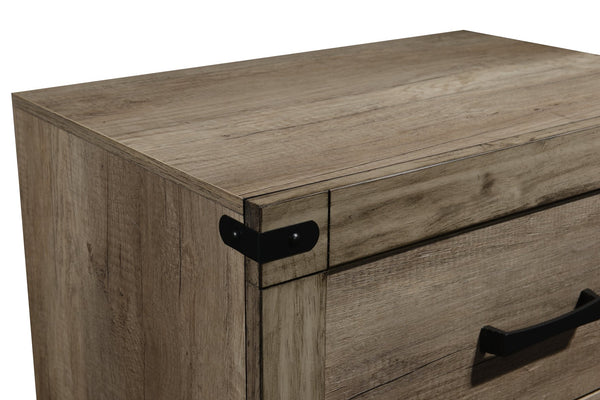 English Elm 1pc Nightstand with Three Spacious Drawers White Mist Finish Metal Hardware Mirrored Top Elegant Storage Brown 27 L x 19 W x 28 H B011P228961