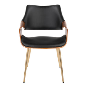 English Elm Chair Set of 2 White Faux Leather Seats with Angular Black Metal Legs Modern Dining B202P471309