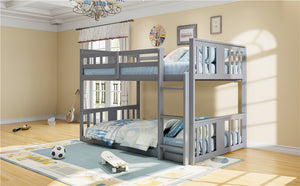 English Elm Twin Over Bunk Bed Solid Pine Frame Gray Finish with Guardrail for Kids N708P429640E