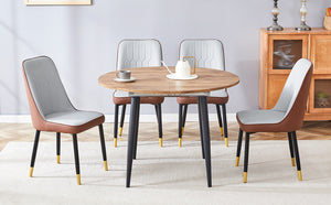 English Elm Table Modern Extendable Wood Mdf Dining Set With 6 Pu Chairs - Perfect For Any Gathering Space! W1151S03939-GIGA