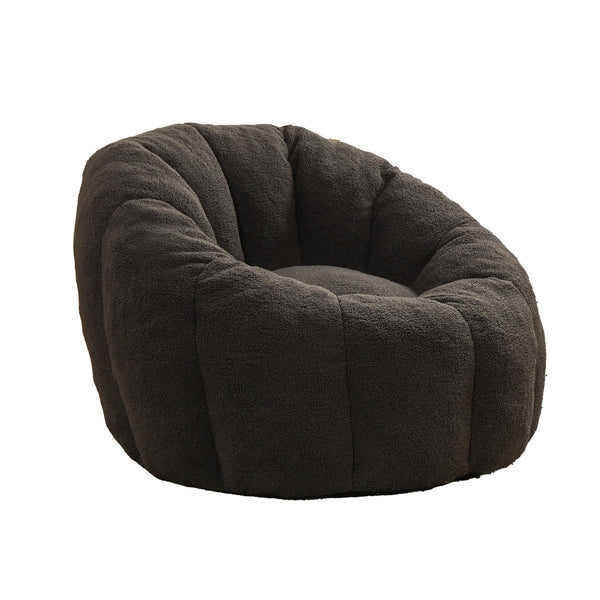 English Elm Bean Bag Lounge Chair Faux Fur Memory Foam Armrests Ergonomic Seat for Adults Dark Gray W2200P239870
