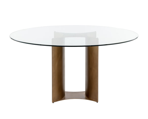 Sunpan Denver Dining Table Base in Antique Brass Finish - Ideal for 59" Round or 86.5" Rectangular Tops
