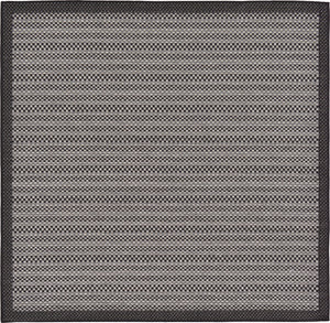 Unique Loom Outdoor Border Checkered Machine Made Border Rug Gray, Black/Gray/Silver 5' 4" x 6' 1"