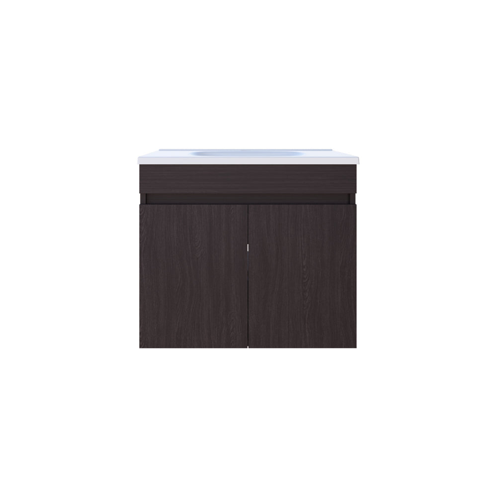 English Elm Chaux Floating Wide Double-Door Vanity with Resin Sink, Black Wenge Finish, Soft-Close, 23.2" B200P335379