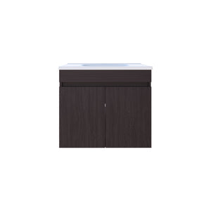 English Elm Chaux Floating Wide Double-Door Vanity with Resin Sink, Black Wenge Finish, Soft-Close, 23.2" B200P335379