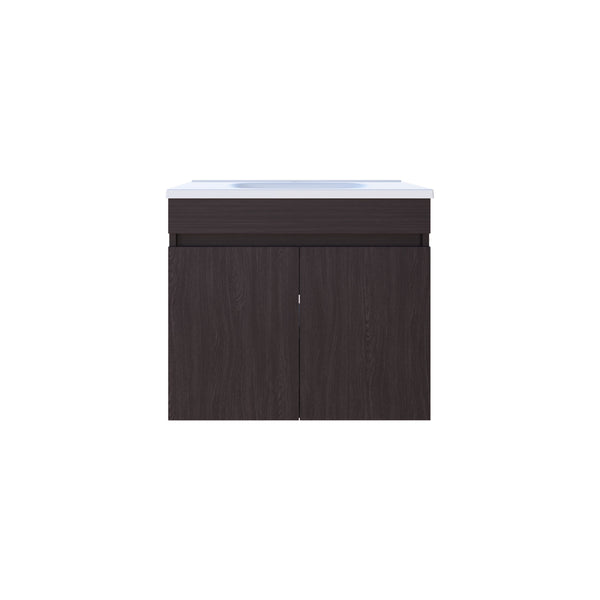 English Elm Chaux Floating Wide Double-Door Vanity with Resin Sink, Black Wenge Finish, Soft-Close, 23.2" B200P335379