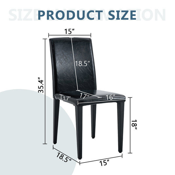 English Elm Four Black Pu Leather Dining Chairs with Steel Legs for Modern Industrial Kitchens W1151P372919