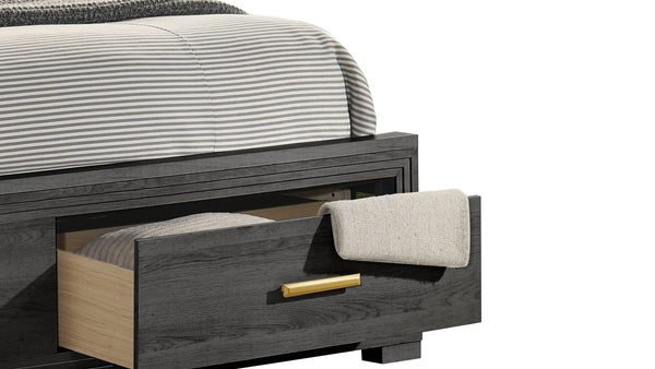 English Elm Colorado Queen Platform Bed Upholstered Wingback Headboard with Led Ambient Glow Storage B009S02319