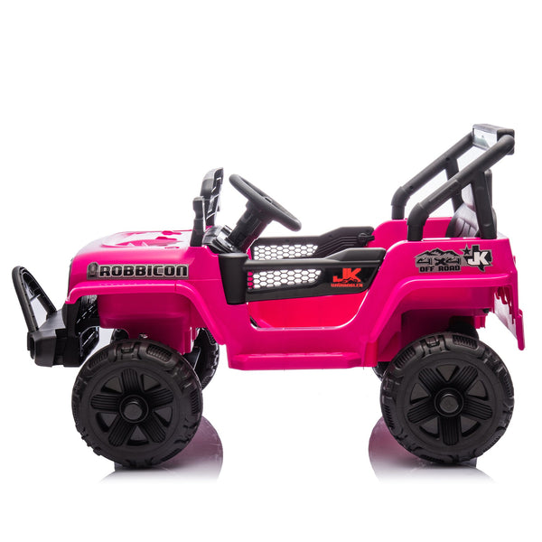 English Elm 12v Kids Electric Ride on Truck with Parental Remote Four Wheel Suspension and Led Lights Pink W1578P187456