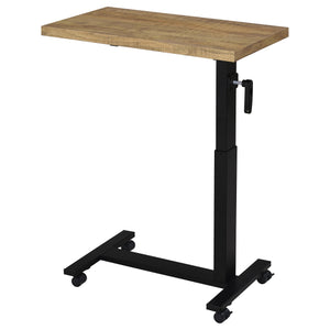 English Elm Geary Mango Height-Adjustable Mobile C-Table with Hand Crank, Locking Casters, Slim C-Base for Bedside Use B062P375562