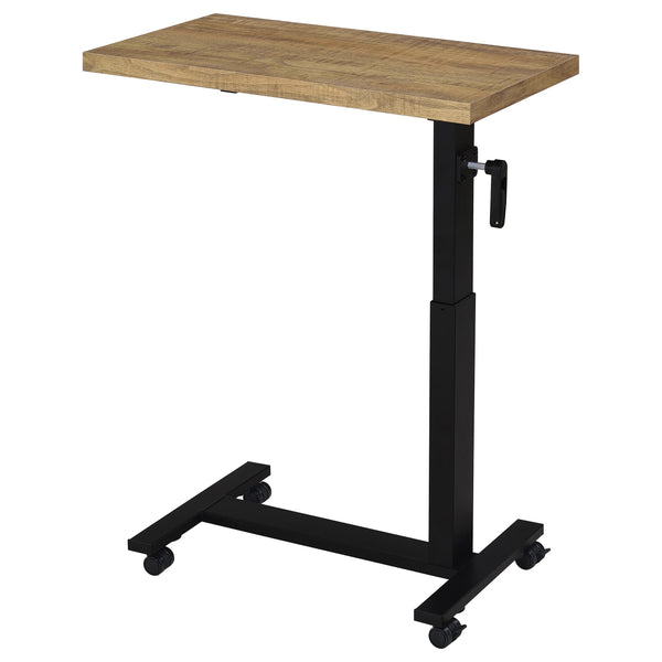 English Elm Geary Mango Height-Adjustable Mobile C-Table with Hand Crank, Locking Casters, Slim C-Base for Bedside Use B062P375562