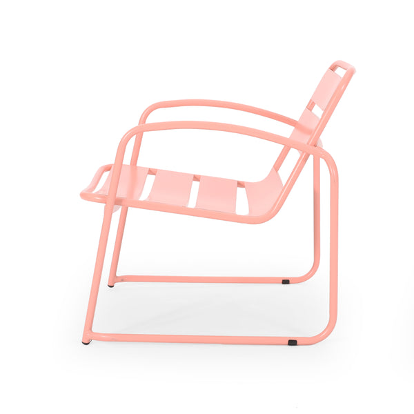 English Elm Christopher Knight Home® - CONRAD Chair with Sleek Iron Frame, Comfortable Curved Seat, Durable Outdoor/Indoor Accent Seating Coral 65197.00CRL