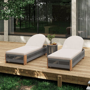 English Elm Christopher Knight Home® - Outdoor Chaise Lounge Set With Beige Cushions, Adjustable Backrest, And Teak-Look Side Table N770S595G96B33G