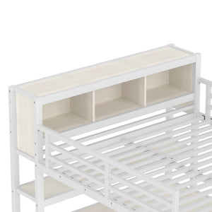 English Elm Metal Queen Loft Bed With L-Shaped Desk, Wardrobe & Storage Cubes - Perfect For Small Spaces! W1580S00183